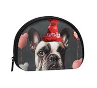 French Bulldog Printed Mini Coin Pouch, Shell Shape Zip Around Wallet, Small Zipper Pouch for Cash, Cards, Keys, Lipstick, Storage Pouch, Travel Organizer