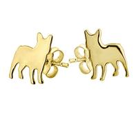 French Bulldog Pug Earrings 925 Sterling Silver (Gold Plated)