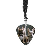 French Bulldog Puppies Guitar Pick Necklace Exquisite Titanium Steel Personalized Necklaces Cool Pendant Necklaces Fashion Guitar Pick Holder Necklace Unique Gifts for Adult