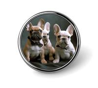 French Bulldog Puppies Round Button Pin 1 Inch Metal Brooch Lightweight Lapel Badge with Smooth Edges Fade-Resistan Decorative Pin for Daily Outfits Backpacks Jackets And Gifts