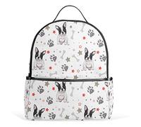 French Bulldog Puppies School Backpack Waterproof?Shoulder Book Bag Gym Backpack, Animal Bone Paw Print Bag Casual Day Pack Outdoor Travel Sports Bag for Kids Women Men