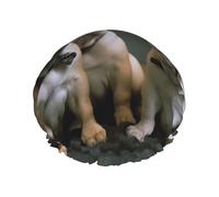 French Bulldog Puppies Shower Cap For Women Reusable Double Layers Bathing Bath Cap Hair Caps Waterproof Elastic Band Ladies Spa Salon Shower Hat Hair Caps