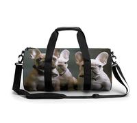 French Bulldog Puppies Sport Gym Duffle Travel Bag for Women Men Overnight Weekender Bag with Shoe Compartment,Wet Pocket, style, 17.7in/9in/9in