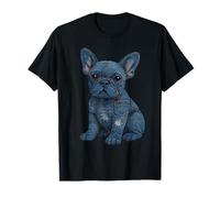 French Bulldog Puppy Distressed Denim Patch Graphic T-Shirt
