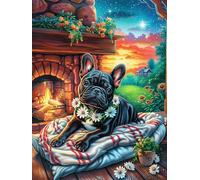 French Bulldog Puppy in Cozy Cottage 1000-piece Jigsaw Puzzle Set For Adults Teens 14+ Logic Skill Indoor Game Family Game Night Summer Thick Cardboard 1000 PCS