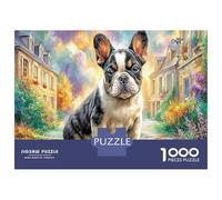 French Bulldog Puppy Jigsaw Puzzles Puzzle for Adults Kids. 1000 Piece Interesting Impossible Challenge Toy Educational Game Home Decoration for Adults& Kids Age 14 Years Up 52x38cm/1000pcs