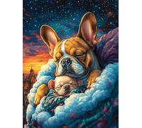 French Bulldog Puppy Napping with A Teddy Bear 1000 Pieces Set Classic Jigsaw Puzzle Wildlife Pet Teen Fans 14-18 Yrs Logic Skill Leisure Adventure Valentines Gift Eco-friendly Recycled Cardboard 100