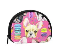 French Bulldog Puppy Watercolor, Women's Storage Bag Shell Makeup Bag Small Coin Purse Shell Change Pouch