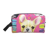 French Bulldog Puppy WatercolorLarge Capacity Cosmetic Organizer,Travel Makeup Bag for Women
