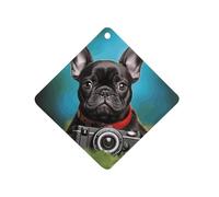 French Bulldog Puppy with Camera Car Air Freshener Hanging, Long Lasting Scented Car Aromatherapy Tablets, Rhombus Fragrance Scented Cards for Vehicles, Bedroom, Wardrobe White-style