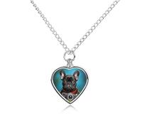 French Bulldog Puppy with Camera Pet Urn Necklace for Dog Cat Ashes Heart Pets Cremation Keepsake Waterproof Pendant Memorial Jewelry Pendants Gifts for Women Men