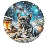 French Bulldog Puzzle 1000 Pieces Jigsaw Good Friend Partner Pet Round Jigsaws Adults Kids Puzzles Difficult Suitable for Home Decor Impossible Challenging Games Adult Presents 1000pcs (67.5x67.5cm)