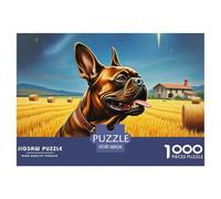 French Bulldog Puzzle for Adults Impossible And Difficult Challenge 1000 Piece Pet Dog Challenging Puzzle Games Educational Games There Are Letters on The Back 38x26cm/1000pcs