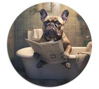 French Bulldog Reading Newspaper Jigsaw Puzzles for Adults 1000 Piece Puzzles for Adults Challenging Brain Teaser, Family Activity, Home Decor, 67.5x67.5cm