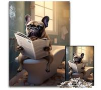 French Bulldog Reading Newspaper Jigsaw Puzzles for Adults 1000 Piece Wooden Jigsaw Puzzles for Adults for Teenagers, Couples, And Friends for Birthdays, Christmas 50x75CM/19.68x29.52inch