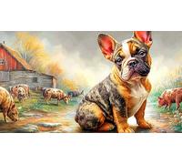 French-Bulldog Recycled Paper Puzzle 1000 Pieces Fun and Challenging Family Game Beautiful Decoration Puzzle for Decompression and Wall Decor 38x52/1000pcs