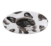 French Bulldog Round Area Rug Non Slip Backing Doormat Water Absorbent Plush Throw Low-Pile Non-Slip Floor Mat Carpet for Living Room Bedroom Entryway Nursery Room 60 * 60cm