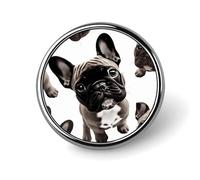 French Bulldog Round Badge Cute Enamel Lapel Pin Brooches Button Pin Personalized Clothing Decoration Unisex Badge Holder Hats Bags Shirts Decor
