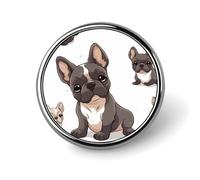 French Bulldog Round Badge Cute Enamel Lapel Pin Brooches Button Pin Personalized Clothing Decoration Unisex Badge Holder Hats Bags Shirts Decor