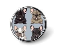 French Bulldog Round Badge Personalized Lapel Brooch Lightweight Durable Tinplate Badge for Hat Clothes Backpack Pins Decor, Circular, Aluminum, aluminum alloy