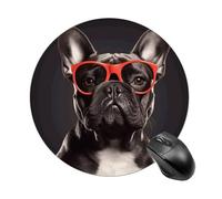 French Bulldog Round Mouse Pad 7.8 Inch, Portable Gaming Mouse Mat with Non-Slip Rubber Base & Smooth Surface, Waterproof Mousepad for PC, Laptop, Computer, Office, Home