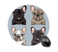 French Bulldog Round Mouse Pad, Non-Slip Rubber Base Waterproof Washable, Computer Mouse Mat for Office Gaming Studying, Premium-Textured Durable Portable Circle Mousepad for Desktop PC Notebook