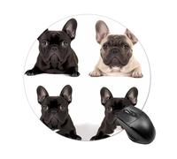 French Bulldog Round Mouse Pad, Non-Slip Rubber Base Waterproof Washable, Computer Mouse Mat for Office Gaming Studying, Premium-Textured Durable Portable Circle Mousepad for Desktop PC Notebook
