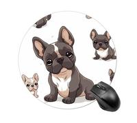 French Bulldog Round Mouse Pad Smooth Glide Gaming Mousepad Extra Density Portable Comfortable Mouse Mat for Desk, Home, Office 7.8x7.8 Inches