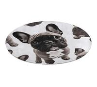 French Bulldog Round Rug Soft Absorbent Bath Mat Entryway Anti Slip Rugs Farmhouse Front Back Door Mat 60 * 60cm for Bedroom Living Room Home Decorative