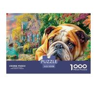 French Bulldog Scene 1000 Piece Jigsaw Puzzles Family Game Challenge High Difficulty Educational Game Couple Art for Adults & Kids Age 12 Years Up 52x38cm/1000pcs
