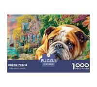 French Bulldog Scene 1000 Piece Jigsaw Puzzles Family Game Challenge High Difficulty Educational Game Couple Art for Adults & Kids Age 12 Years Up 38x26cm/1000pcs