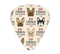 French Bulldog Seamless Pattern In Vintage Style,12 Pcs Guitar Pick,3 Different Thickness Plectrums for Acoustic Guitar Bass Ukulele (0.46mm 0.96mm 0.71mm)