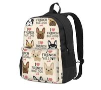 French Bulldog Seamless Pattern In Vintage Style, Backpack With Pockets Casual Daypack Water Resistant School Bag for Travelling, Hiking, or Camping
