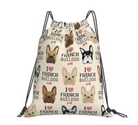 French Bulldog Seamless Pattern In Vintage Style, Drawstring Backpack Unisex Sport Gym Bag Casual Daypack Drawstring Sackpack