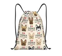 French Bulldog Seamless Pattern In Vintage Style Drawstring Bag String Bag Lightweight Gym Backpack for Men Women