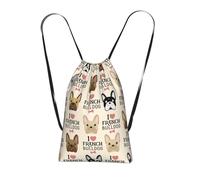 French Bulldog Seamless Pattern In Vintage Style, Drawstring Sackpack Unisex String Bag Sport Gym Bag Casual Daypack Foldable Drawstring Backpack
