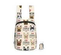 French Bulldog Seamless Pattern In Vintage Style, Foldable Storage Backpack Unisex Sackpack Sport Gym Bag Casual Daypack