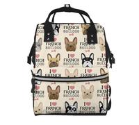 French Bulldog Seamless Pattern In Vintage Style, Large Capacity Mummy Backpack Diaper Bag Travel Backpack for Outdoor