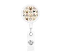 French Bulldog Seamless Pattern in Vintage Style, Retractable Badge Holder,Badge Reels Holder with ID Clip Alligator Clip