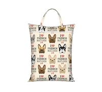 French Bulldog Seamless Pattern In Vintage Style,Travel Dirty Laundry Bag Foldable Dirty Clothes Bag Durable Storage Bag