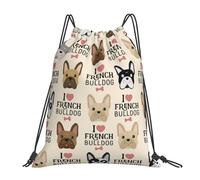 French Bulldog Seamless Pattern In Vintage Style Water Drawstring Backpack Resistant String Bag for Women Men Sports Gym Sackpack