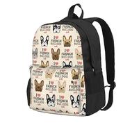 French Bulldog Seamless Pattern In Vintage StyleSchool Backpack Travel Bag for Men Women College Back Pack with 15 Laptop Compartmen