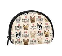 French Bulldog Seamless Pattern in Vintage StyleSmall Makeup Sanitary Napkin Storage Bag,Women's Cosmetic Coin Purse