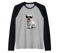 French Bulldog Sending a kiss with Bold red Lips Raglan Baseball Tee