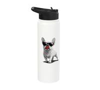 French Bulldog Sending a kiss with Bold red Lips Stainless Steel Insulated Water Bottle