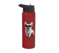 French Bulldog Sending a kiss with Bold red Lips Stainless Steel Insulated Water Bottle