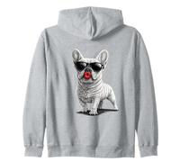 French Bulldog sending a kiss with bold red lips Zip Hoodie