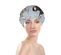 french bulldog Shower Cap for Women Reusable Bath Cap Upgrade Double Layers Bathing Hat Waterproof Elastic Bath Hair Caps for Women Ladies Spa Salon Hair Bath Hat