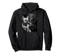 French Bulldog Smoking Dog Lighter Monochrome Art Pullover Hoodie
