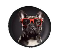 French Bulldog Spare Tire Cover PVC Leather Spare Wheel Cover Dustproof Waterproof Jeep Tire Cover for 34inch Camper, RV Trailer, Truck, SUV Fit Diameter 28-34 Inch